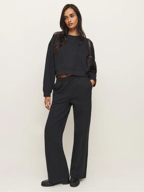 Reformation Black Wide-Leg Sweatpants for Women